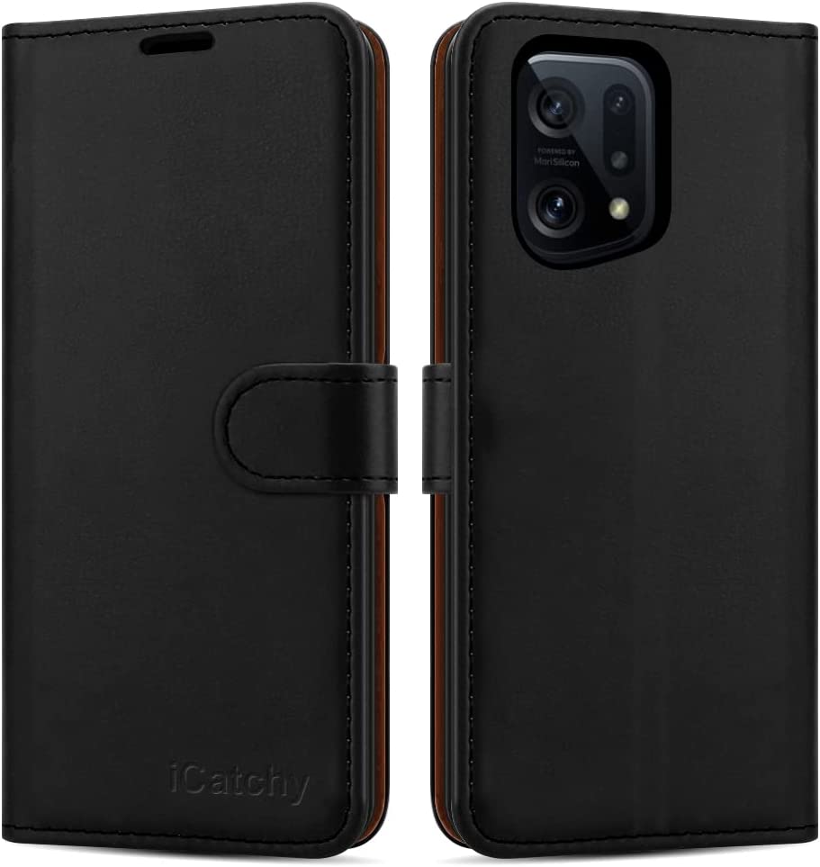 iCatchy for OPPO Find X5 5G Case Leather Wallet Book Flip Folio Stand View Cover Magnetic Closure with Card Slots and Kickstand Cover Compatible with OPPO Find X5 5G Phone image 0