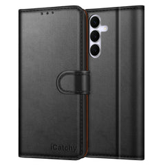 iCatchy for Samsung S25 FE Case with 4 Card Slots Leather Wallet Flip Book Magnetic Closure Kickstand Shockproof Protective Phone Cover compatible with Galaxy S25 FE