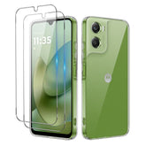 iCatchy Case for Motorola Moto G06 / G06 Power, Shockproof Transparent Back Phone Cover with 2-Pack Tempered Glass Screen Protector, Anti-Scratch Bumper Clear Back (Clear)