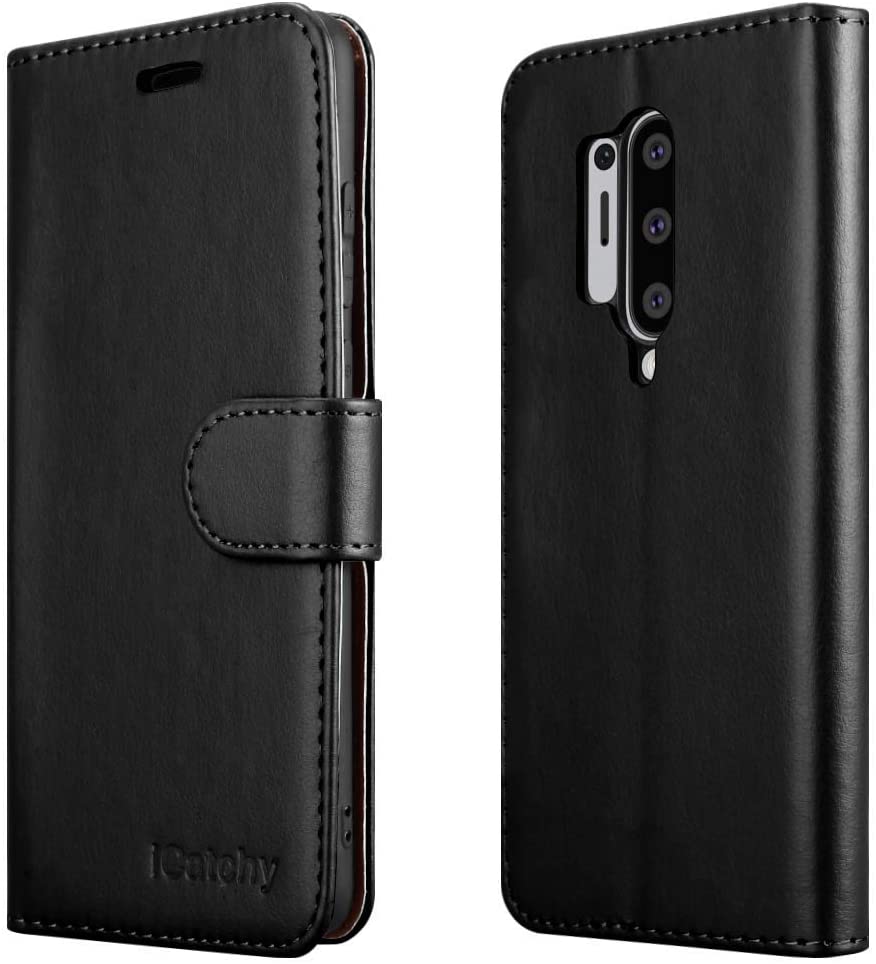 iCatchy For OnePlus 8 Pro Case Leather Wallet Book Flip Folio Stand View Cover Pouch Compatible with OnePlus 8 Pro image 0