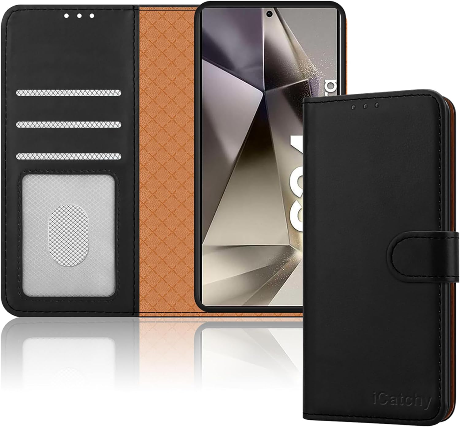 iCatchy for Samsung Galaxy S24 Ultra Case Leather Wallet Book Flip Folio Stand View Magnetic Protect RFID Blocking Cover compatible With Samsung S24 Ultra Phone Cover image 0