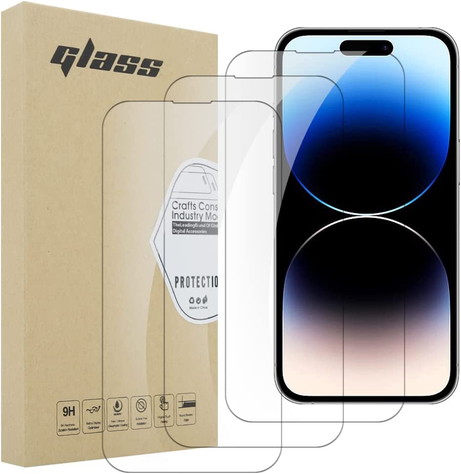 iCatchy Screen Protector Compatible with iPhone 14 Pro Phone High Transparency Tempered Glass Protection Film - 3 Pack image 0