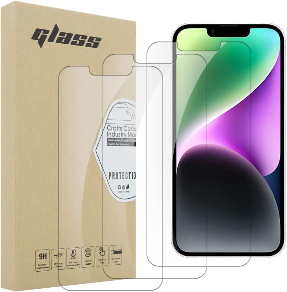 iCatchy Screen Protector Compatible with iPhone 14 6.1-Inch Phone High Transparency Tempered Glass Protection Film - 3 Pack image 0