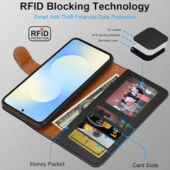 iCatchy for Samsung S25 FE Case with 4 Card Slots Leather Wallet Flip Book Magnetic Closure Kickstand Shockproof Protective Phone Cover compatible with Galaxy S25 FE