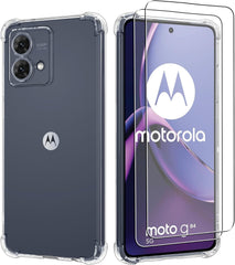 iCatchy Case for Motorola Moto G84 Phone, Shockproof Transparent Anti-Scratch Bumper Back Cover with 2-Pack Tempered Glass Screen Protector (Clear) image 0