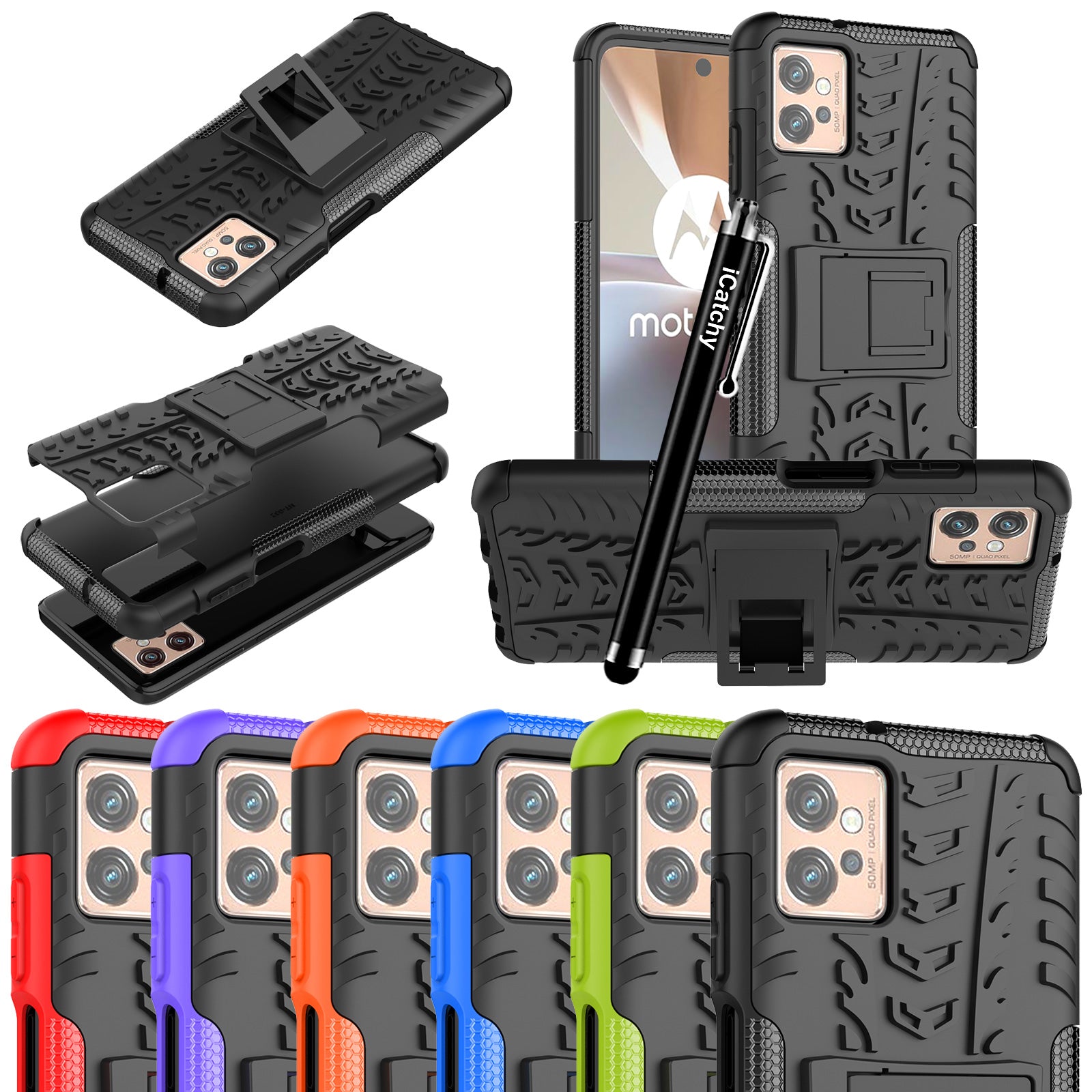 iCatchy for Motorola Moto G32 Case, Heavy Duty Hard Tough Dual Layer Hybrid Shockproof Cover compatible For Motorola Moto G32 Phone Cover image 0