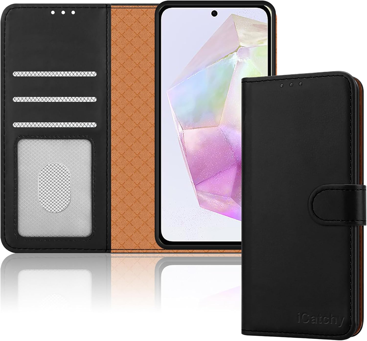 iCatchy for Samsung Galaxy A36 Case, Leather Wallet Book Flip Folio Kickstand Magnetic Protect RFID Blocking Cover compatible for Samsung A36 5G Phone image 0