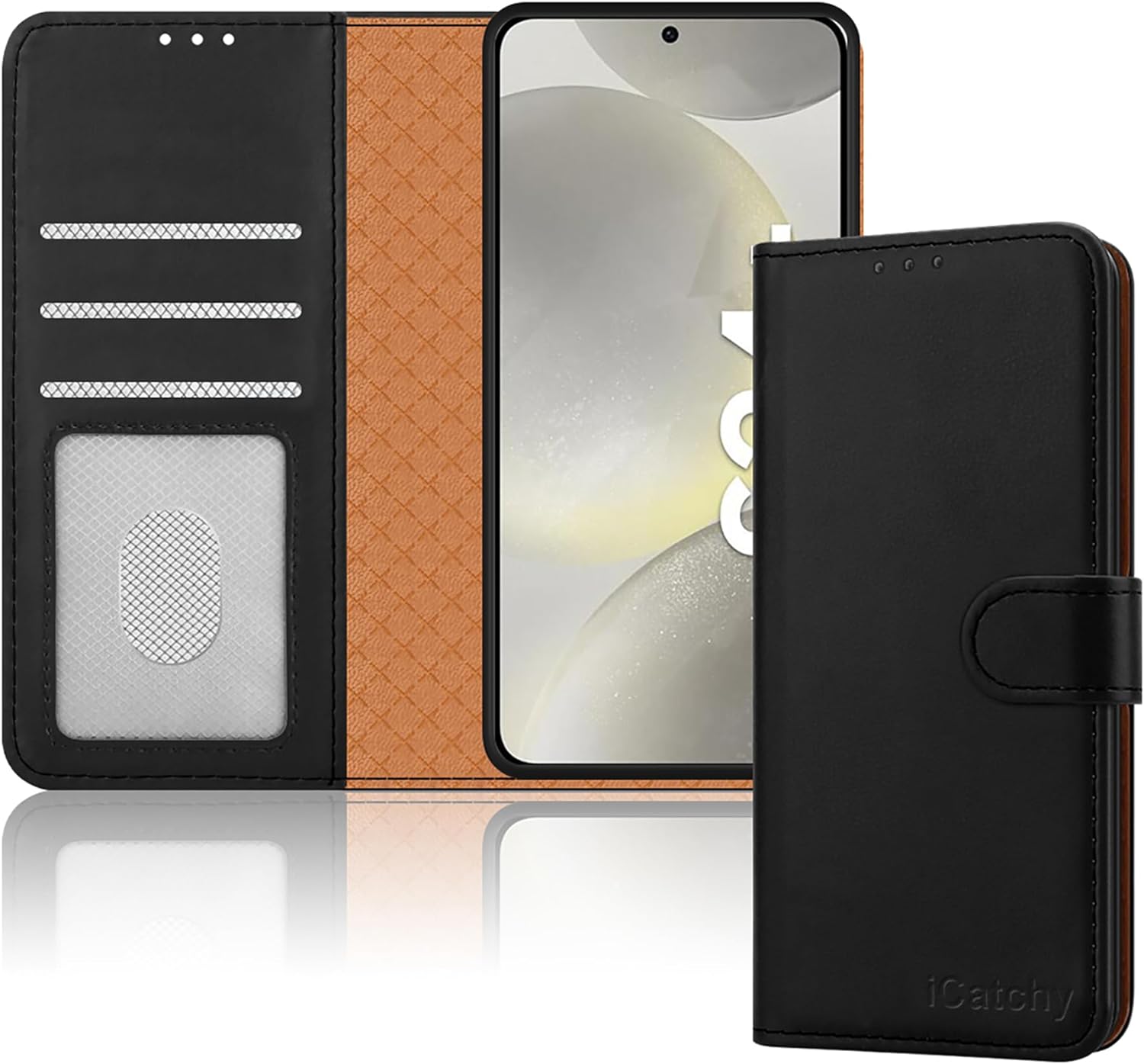 iCatchy for Samsung Galaxy S24 Plus Case Leather Wallet Book Flip Folio Stand View Magnetic Protect RFID Blocking Cover compatible With Samsung S24 Plus Phone Cover image 0