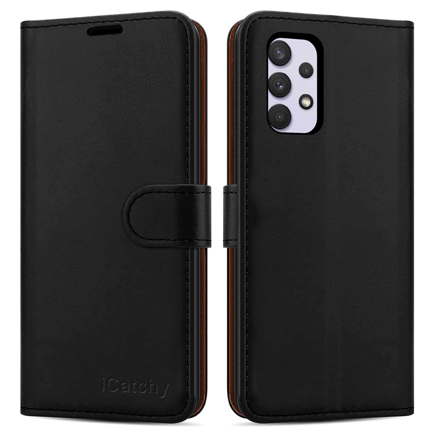 iCatchy for Samsung Galaxy A33 5G Case Leather Wallet Book Flip Folio Stand View Cover Kickstand Magnetic Closure Card Slots with Storage Compartment for Samsung A33 Case image 0