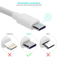 iCatchy For Samsung Galaxy A16 5G / 4G USB Type C Cable, White – Reversible Connectors, Male to Micro Type C USB Cord, 5A Supercharge, Fast Charging Cable Lead Data Transfer Charger Power Cord Lead