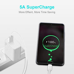 iCatchy For Samsung Galaxy A16 5G / 4G USB Type C Cable, White – Reversible Connectors, Male to Micro Type C USB Cord, 5A Supercharge, Fast Charging Cable Lead Data Transfer Charger Power Cord Lead