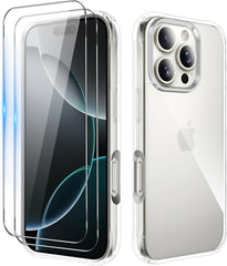 iCatchy Clear Case for iPhone 16 Pro Max (6.9-Inch) – Military-Grade Rugged Shockproof Bumper Phone Cover and 2X HD Tempered Glass Screen Protector & Anti-Yellowing Transparent Back image 0