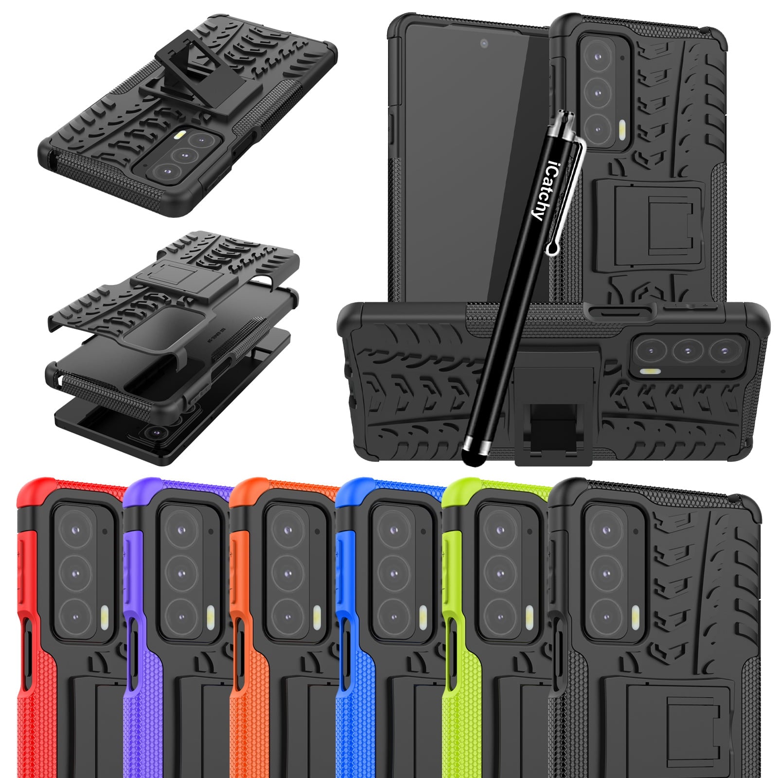Icatchy for Motorola Edge 20 Pro Case Heavy Duty Hard Tough Dual Layer Hybrid Shockproof kickstand Cover image 0