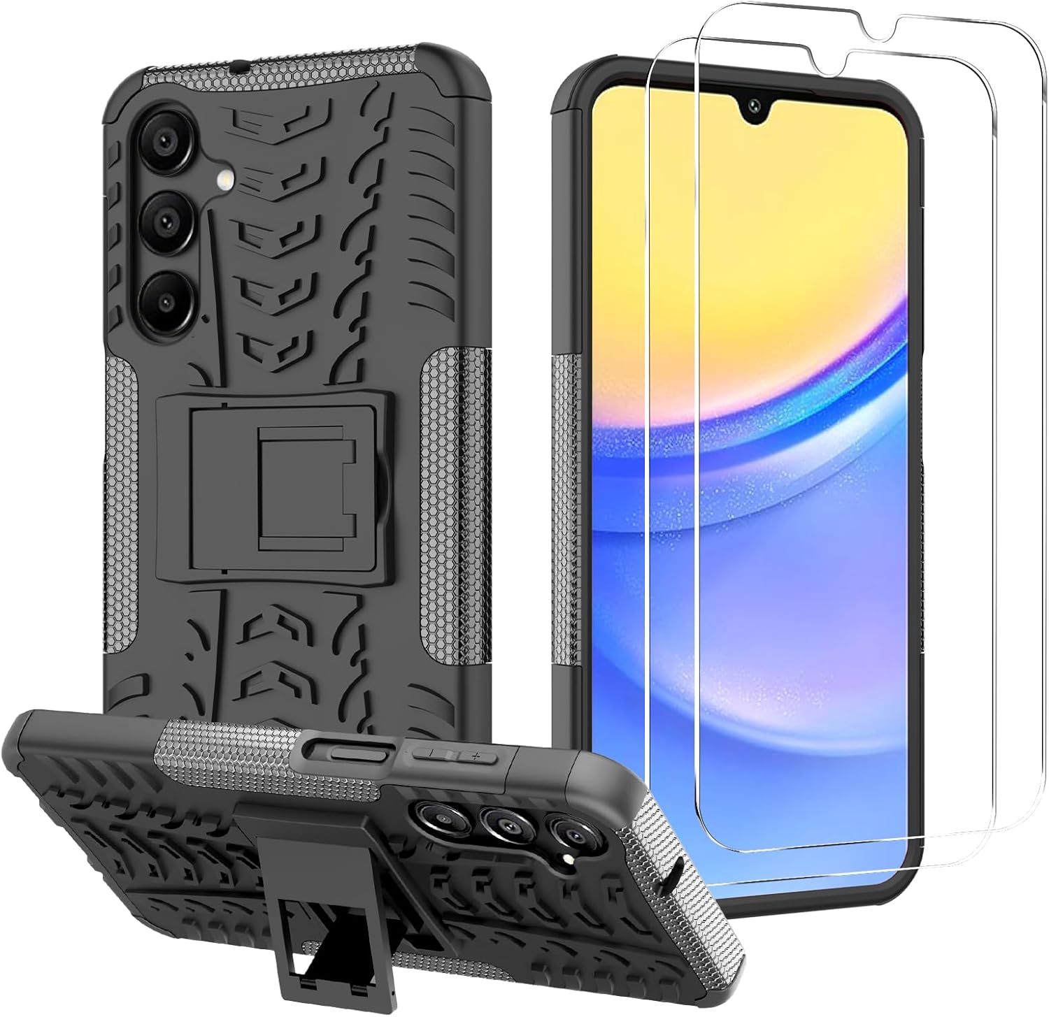 iCatchy Case for Samsung Galaxy A16 5G / 4G Military Grade Shockproof, Heavy Duty Hard Tough Dual Layer Robust Bumper Kickstand Cover and 2 Screen Protector for Samsung Galaxy A16 Phone image 0
