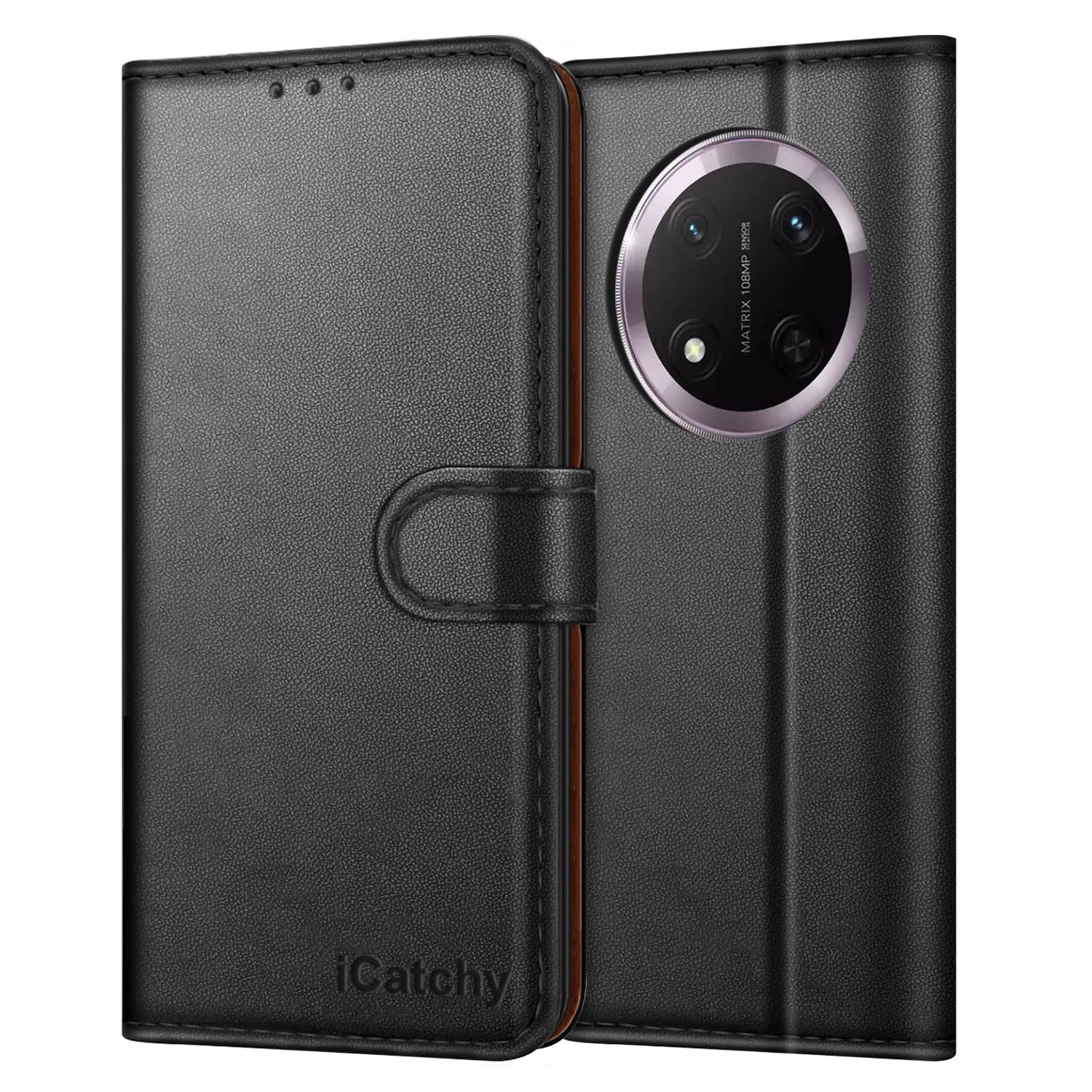 iCatchy for Honor Magic 7 Lite Case with 4 Card Slots Leather Wallet Flip Book RFID Blocking Magnetic Closure Kickstand Shockproof Protective Phone Cover Compatible with Magic 7 Lite image 0