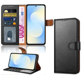 iCatchy for Samsung S25 FE Case with 4 Card Slots Leather Wallet Flip Book Magnetic Closure Kickstand Shockproof Protective Phone Cover compatible with Galaxy S25 FE