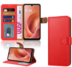 For Motorola G06 Case with 4 Card Slots Leather Wallet Flip RFID Magnetic Cover