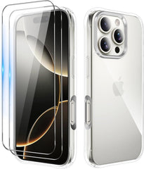 iCatchy Clear Case for iPhone 16 Pro (6.3-Inch) – Military-Grade Rugged Shockproof Bumper Phone Cover and 2X HD Tempered Glass Screen Protector & Anti-Yellowing Transparent Back image 0