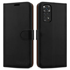 iCatchy for Xiaomi Redmi Note 11 Case Leather Wallet Book Flip Folio Stand View Cover with Card Slots and Kickstand for Redmi Note 11 Phone Cover image 0