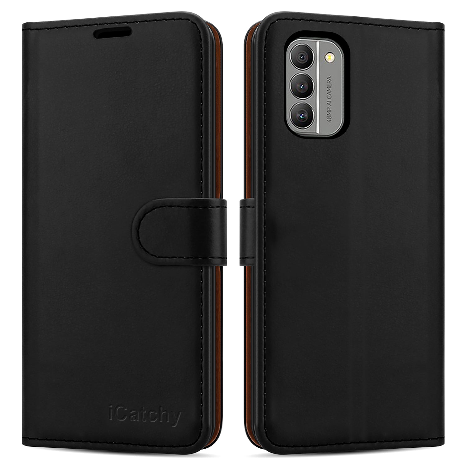 iCatchy for Nokia G400 Case Leather Wallet Book Stand view Magnetic Protect Flip Cover Compatible for Nokia G400 (Black) image 0