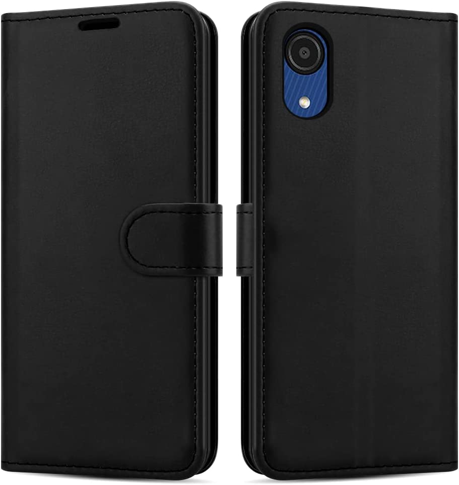 iCatchy for Samsung Galaxy A03 Core Case Leather Wallet Book Flip Folio Stand View Cover Magnetic Closure with Card Slots and Kickstand for Samsung Galaxy A03 Core Phone Cover (Black) image 0