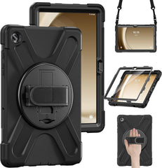iCatchy Case Samsung Galaxy Tab A9 Plus 11 Inch 2023 (SM-X210/X216/X218) Heavy Duty Rugged Shockproof Cover Built-in Screen Protector, 360 Degree Rotating Hand Strap Stand