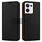 iCatchy for OPPO Reno8 5G Case Leather Wallet Book Flip Folio Stand View Cover with Card Slots and Kickstand for OPPO Reno8 5G Phone Cover (Black) image 0