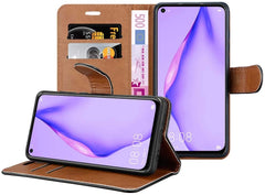 iCatchy Compatible with Huawei P40 Lite Case Leather Wallet Book Flip Folio Stand View Case for Huawei P40 Lite Phone Cover image 1
