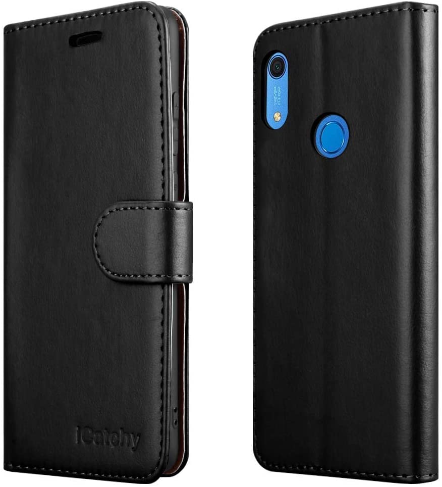 iCatchy For Huawei Y6s Case Leather Wallet Book Flip Folio Stand View Pouch Compatible with Huawei Y6s 2019 Phone Cover image 0