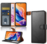 iCatchy for TCL 605 Case with 3 Card Slots Leather Wallet Flip Book RFID Blocking Magnetic Closure Kickstand Shockproof Protective Phone Cover compatible with TCL 605