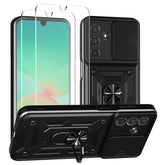 iCatchy Case for Samsung Galaxy A17 / A26 With 2 Screen Protector Sliding Camera Cover Shockproof Heavy-duty Military Rugged Ring Holder Kickstand