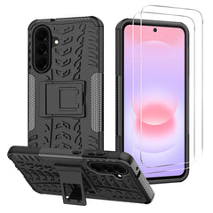 iCatchy for Samsung Galaxy A37 5G Rugged Protective Case with Kickstand and 2 Tempered Glass Screen Protectors, Shockproof Dual Layer Heavy Duty Armor Bumper Cover