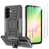 iCatchy Case for Samsung Galaxy A36 5G Military Grade Shockproof, Heavy Duty Hard Tough Dual Layer Robust Bumper Kickstand Cover and 2 Screen Protector Tempered Glass for Galaxy A36 Phone