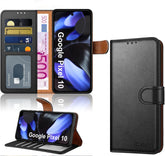 iCatchy Case for Google 10/10 Pro with 4 Card Slots Leather Wallet Flip Book Magnetic Closure Kickstand Shockproof Protective Phone Cover compatible with Pixel 10/10 Pro