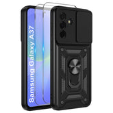 iCatchy Case for Samsung Galaxy A37 With 2 Screen Protector Sliding Camera Cover Shockproof Heavy-duty Military Rugged Ring Holder Kickstand for Galaxy A37 Phone