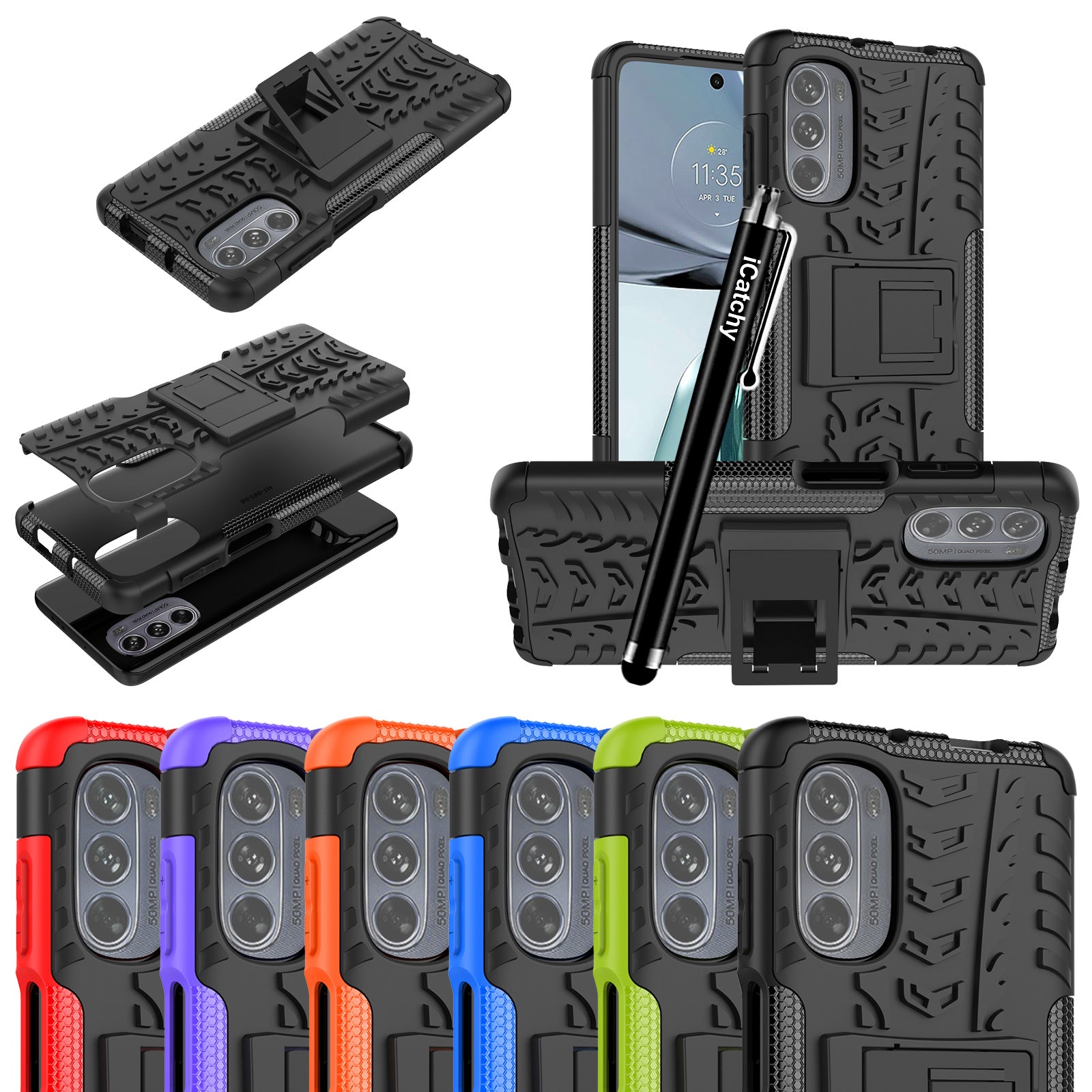 iCatchy for Motorola Moto G62 5G Case, Heavy Duty Hard Tough Dual Layer Hybrid Shockproof Cover compatible For Moto G62 5G Phone Case image 0