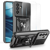 iCatchy for Samsung Galaxy A56 5G Phone Case Military Grade Drop Protection Bumper Cover, 360°Rotate Magnetic Ring Stand, Slide Camera Lens Anti-Scratch Hybrid Tough Shell image 0