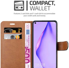 iCatchy Compatible with Huawei P40 Lite Case Leather Wallet Book Flip Folio Stand View Case for Huawei P40 Lite Phone Cover image 3