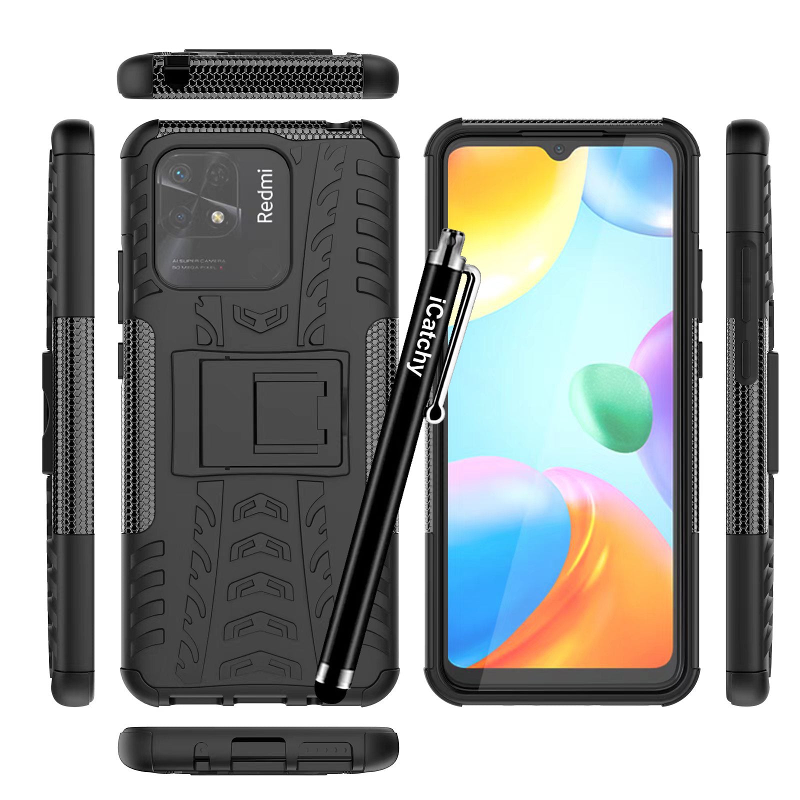 iCatchy for Xiaomi Redmi 10C Case, Heavy Duty Hard Tough Armor Dual Layer Hybrid Shockproof Cover image 0