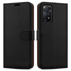 iCatchy for Xiaomi Redmi Note 11 Pro 5G Case Leather Wallet Book Flip Folio Stand View Cover with Card Slots and Kickstand for Redmi Note 11 Pro 5G Phone Cover image 1