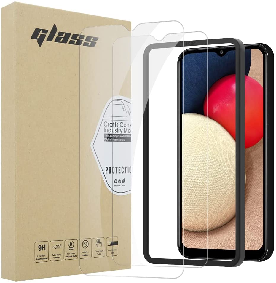For Samsung Galaxy A02s Premium Tempered Glass Screen Protector Easy Installation Frame 9H Hardness Anti-Shatter Full Coverage Protection Screen Protector (Pack 2) image 0