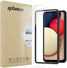 For Samsung Galaxy A02s Premium Tempered Glass Screen Protector Easy Installation Frame 9H Hardness Anti-Shatter Full Coverage Protection Screen Protector (Pack 2) image 0