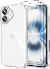 iCatchy Clear Case for iPhone 16 Plus (6.7-Inch) – Military-Grade Rugged Shockproof Bumper Phone Cover and 2X HD Tempered Glass Screen Protector & Anti-Yellowing Transparent Back image 0