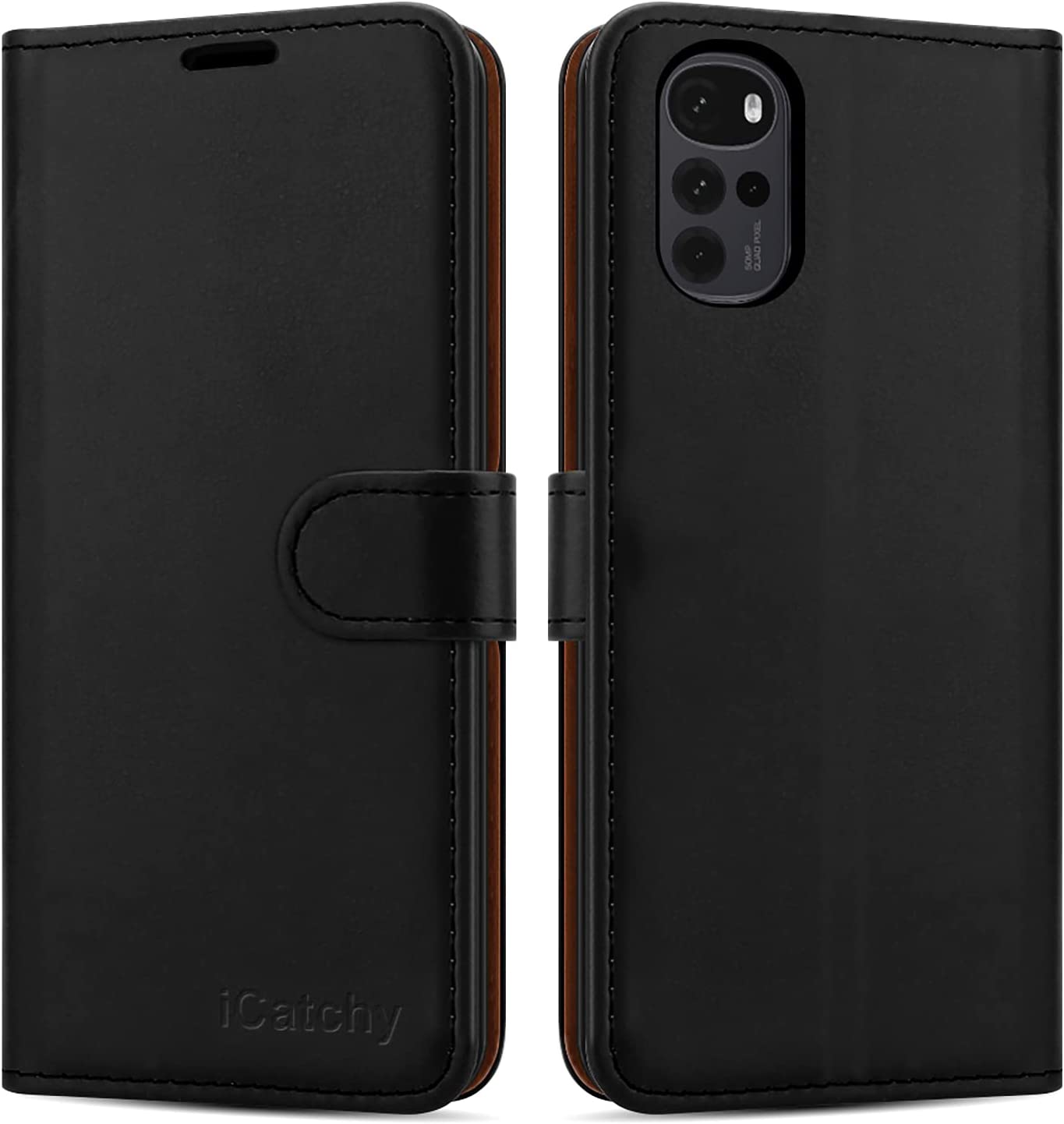 iCatchy for Motorola Moto G22 Case Leather Wallet Book Flip Folio Stand View Cover Magnetic Closure with Card Slots and Kickstand Cover for Motorola Moto G22 Phone image 0