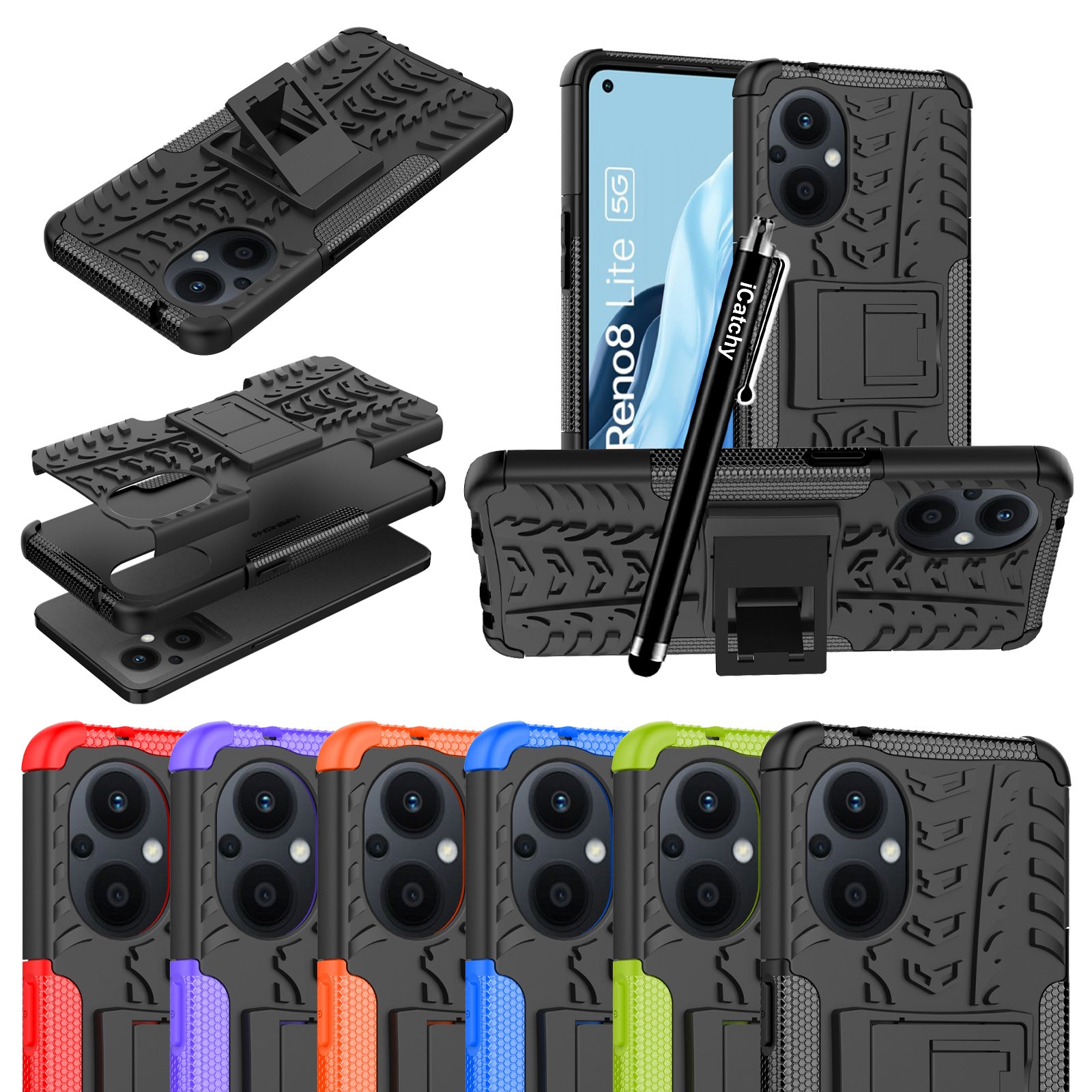 iCatchy for Oppo Reno 8 Lite 5G Case, Heavy Duty Hard Tough Dual Layer Hybrid Shockproof Cover compatible For Oppo Reno 8 Lite 5G Phone Case image 0