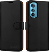 iCatchy for Motorola Edge 30 Case Leather Wallet Book Flip Kickstand Card Slots Full Protection Folio Cover Compatible for Motorola Edge 30 Phone