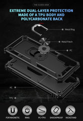 iCatchy Case for Samsung Galaxy A05s Ring Holder Military Grade Protective Shockproof Tough Cover with 2 Screen Protector Tempered Glass