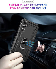 iCatchy Case for Samsung Galaxy A25 5G Ring Holder Military Grade Protective Shockproof Tough Cover with 2 Screen Protector Tempered Glass