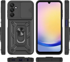 iCatchy Case for Samsung Galaxy A25 Phone Camera Cover Shockproof Heavy-duty Military Rugged Ring Holder Kickstand for Samsung A25 5G