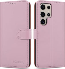 iCatchy for Samsung Galaxy S24 Case Leather Wallet Book Flip Folio Stand View Magnetic Protect RFID Blocking Cover compatible With Samsung S24 Phone Cover